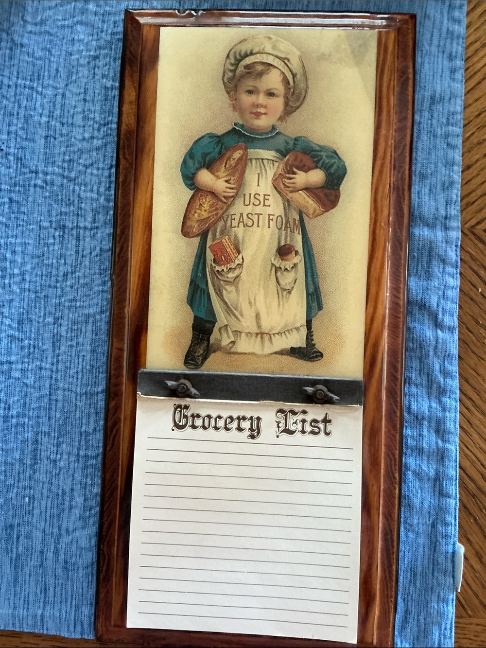 Vintage kitchen Grocery List Notepad with Baker Girl i use yeast foam